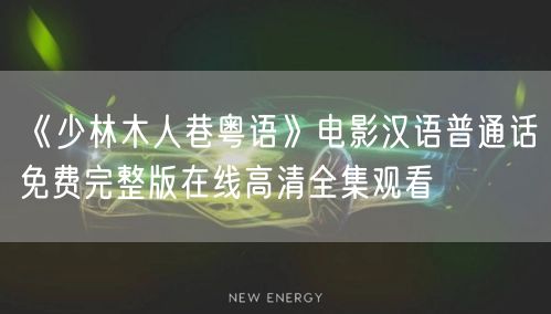 《少林木人巷粤语》电影汉语普通话免费完整版在线高清全集观看
